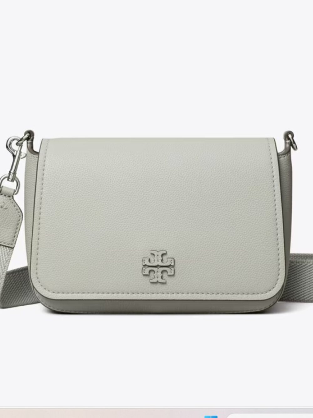 Tory Burch Thea Flap Crossbody 170477 Misty Cloud $475 Pebbled leather
